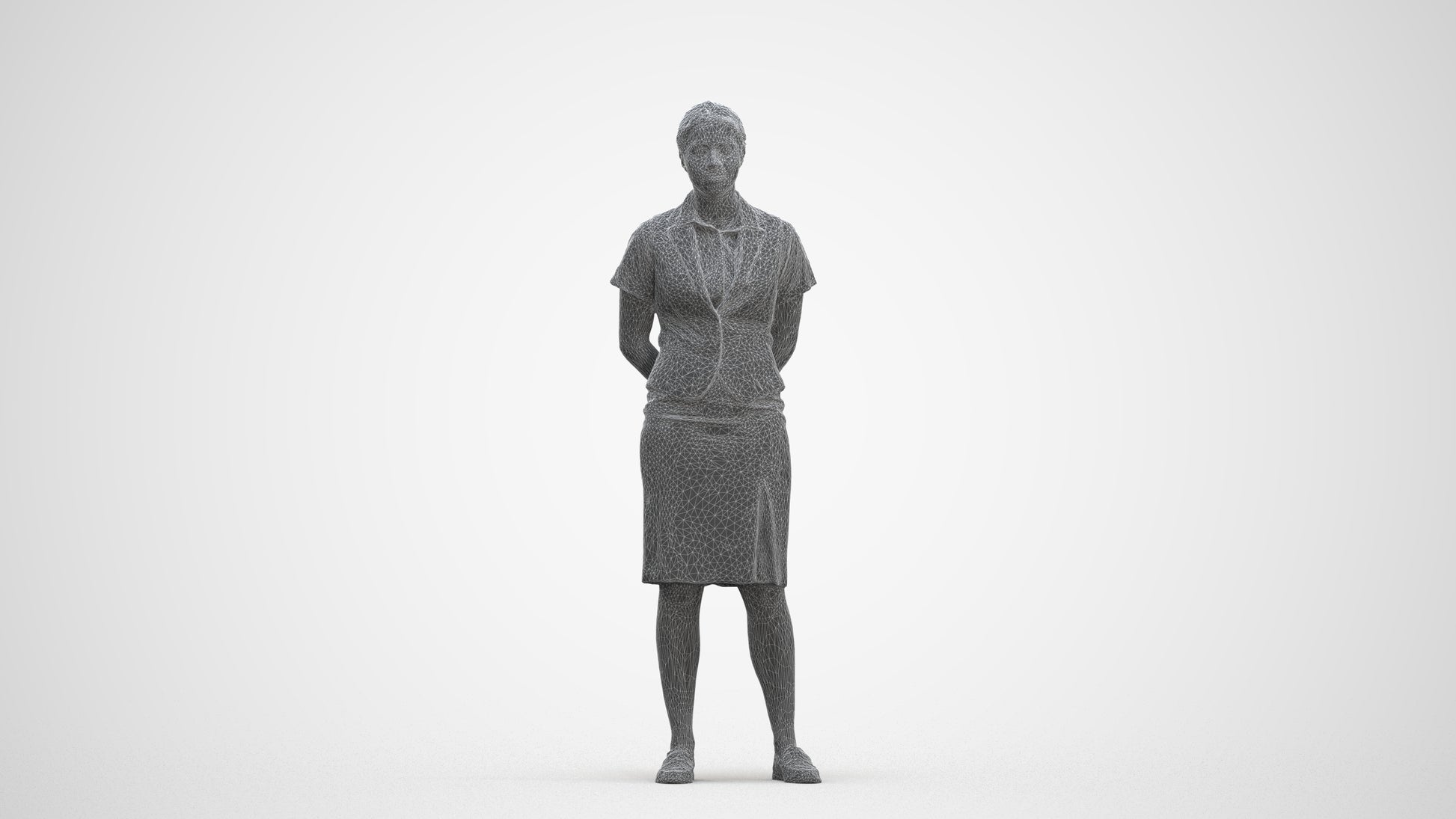 realistic 3D people woman hospitality, render-ready for V-Ray and Corona, FBX OBJ, three-quarter front view render