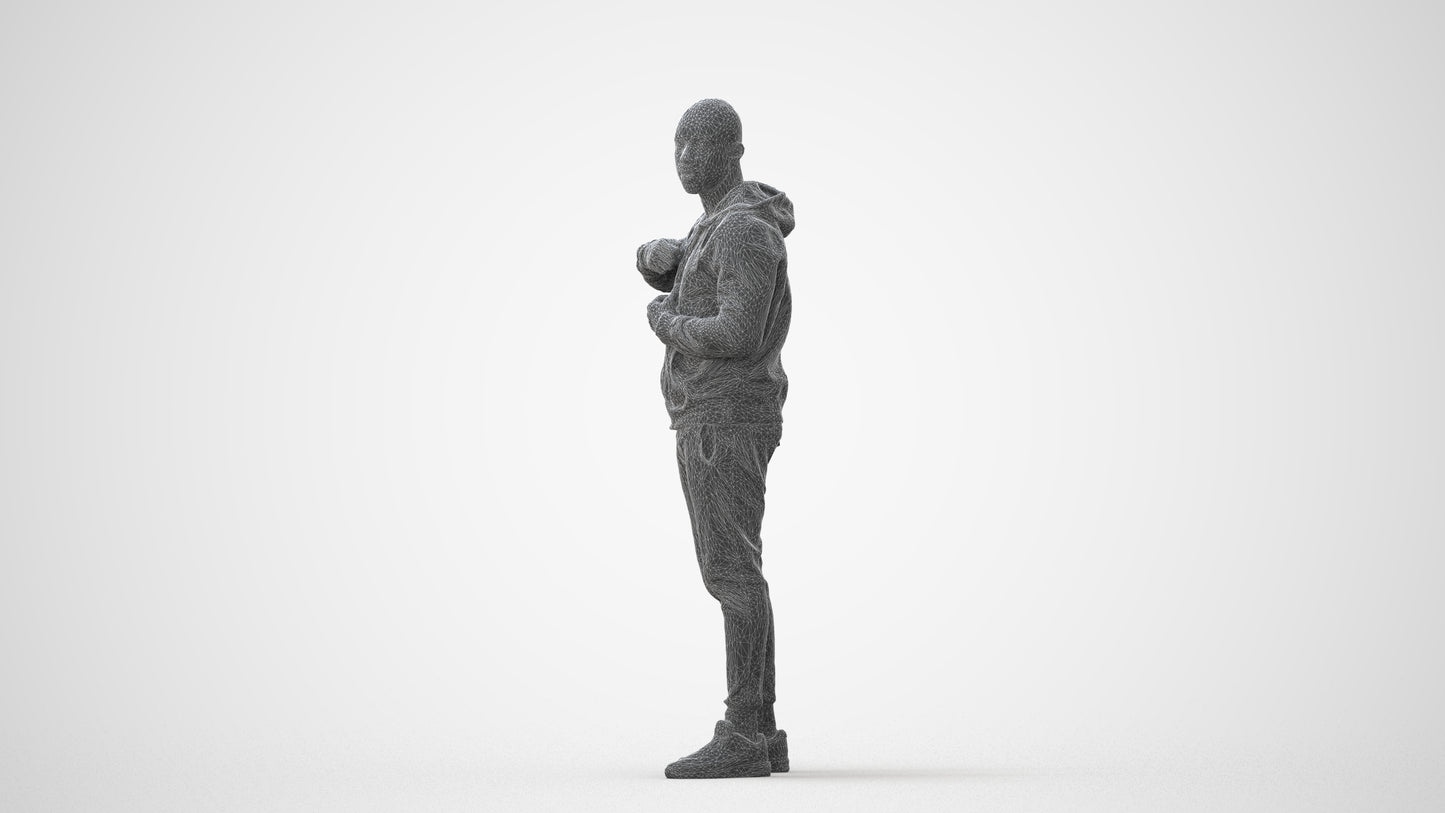 photogrammetry 3D man sport standing, realistic human model archviz FBX, square thumbnail