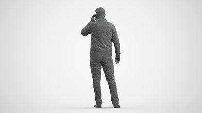 realistic 3D people man casual standing, render-ready for V-Ray and Corona, FBX OBJ, wireframe front view