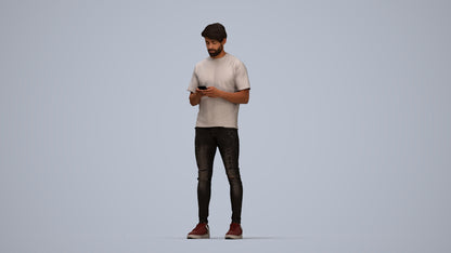 3D scanned man standing casual, photorealistic archviz people for Enscape and SketchUp, top-down view render