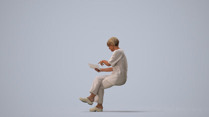 realistic 3D senior woman medical, scanned archviz people for Blender and 3ds Max, three-quarter view render