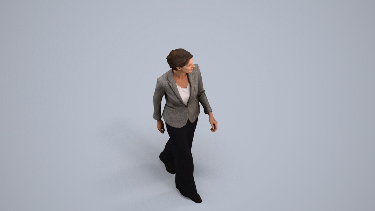 photogrammetry 3D woman business, realistic human model archviz FBX, back view render