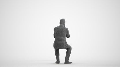 3D people model man business, scanned human for 3ds Max rendering, wireframe front view