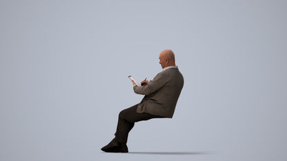 photogrammetry 3D senior man business, realistic human model archviz FBX, three-quarter view render