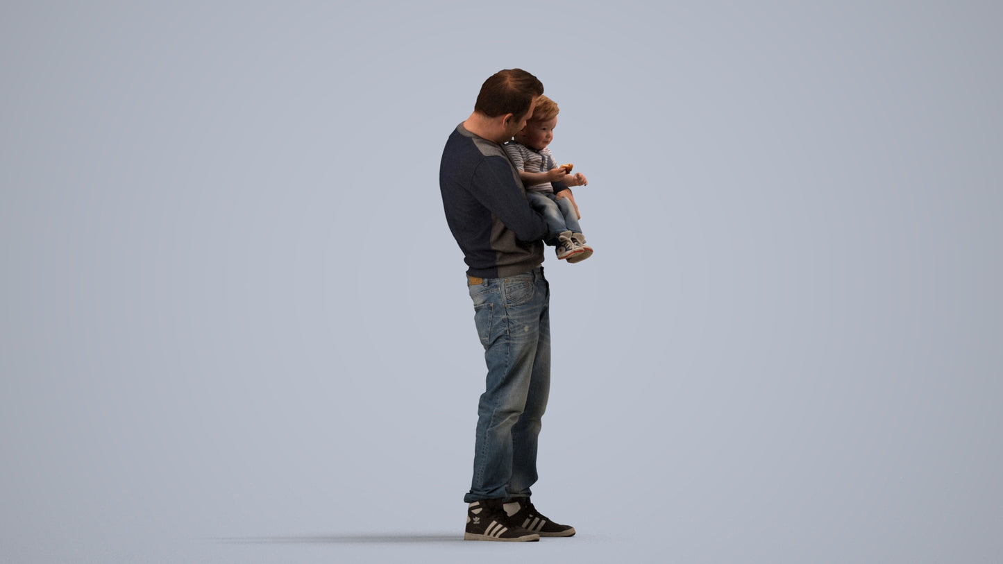 photogrammetry 3D boy casual kids, realistic human model archviz FBX, side view render