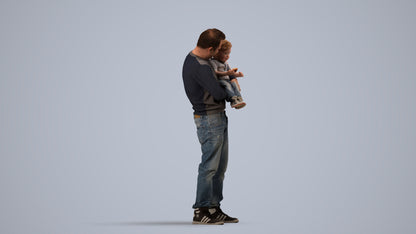 photogrammetry 3D boy casual kids, realistic human model archviz FBX, side view render