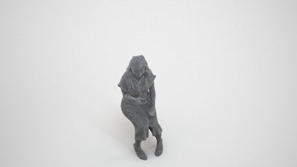realistic 3D people woman casual sitting, render-ready for V-Ray and Corona, FBX OBJ, wireframe three-quarter view