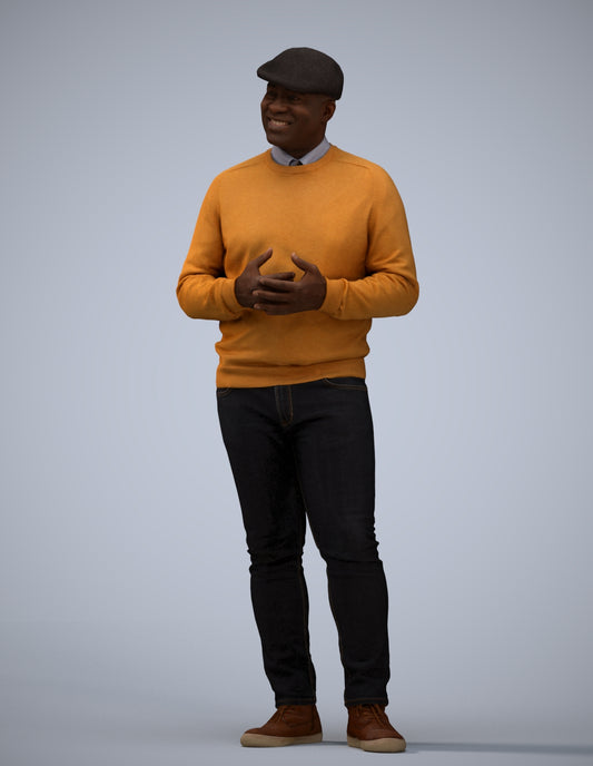realistic 3D man casual standing, scanned archviz people for Blender and 3ds Max