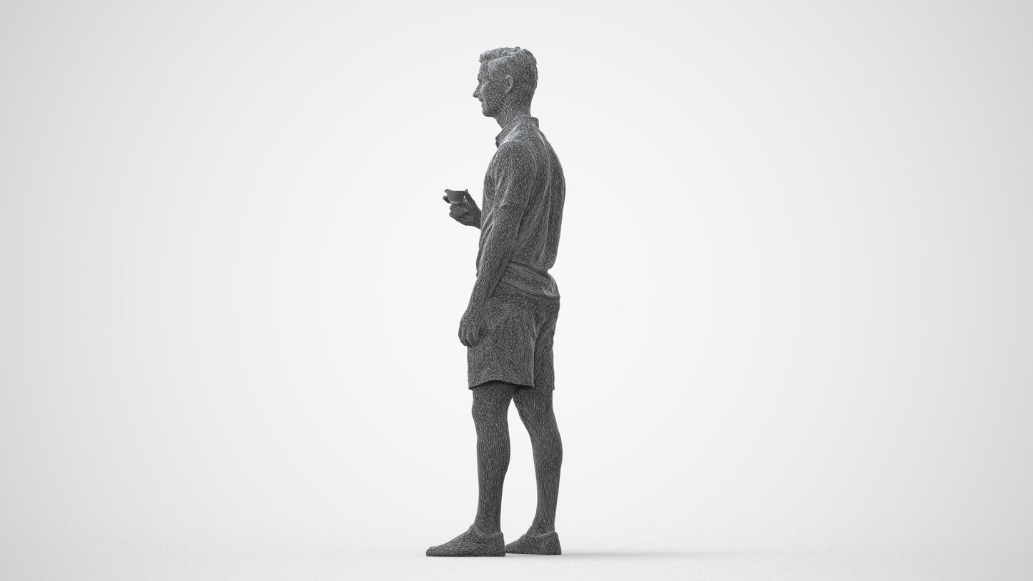 scanned 3D man casual standing, photogrammetry people for Enscape and V-Ray, square thumbnail