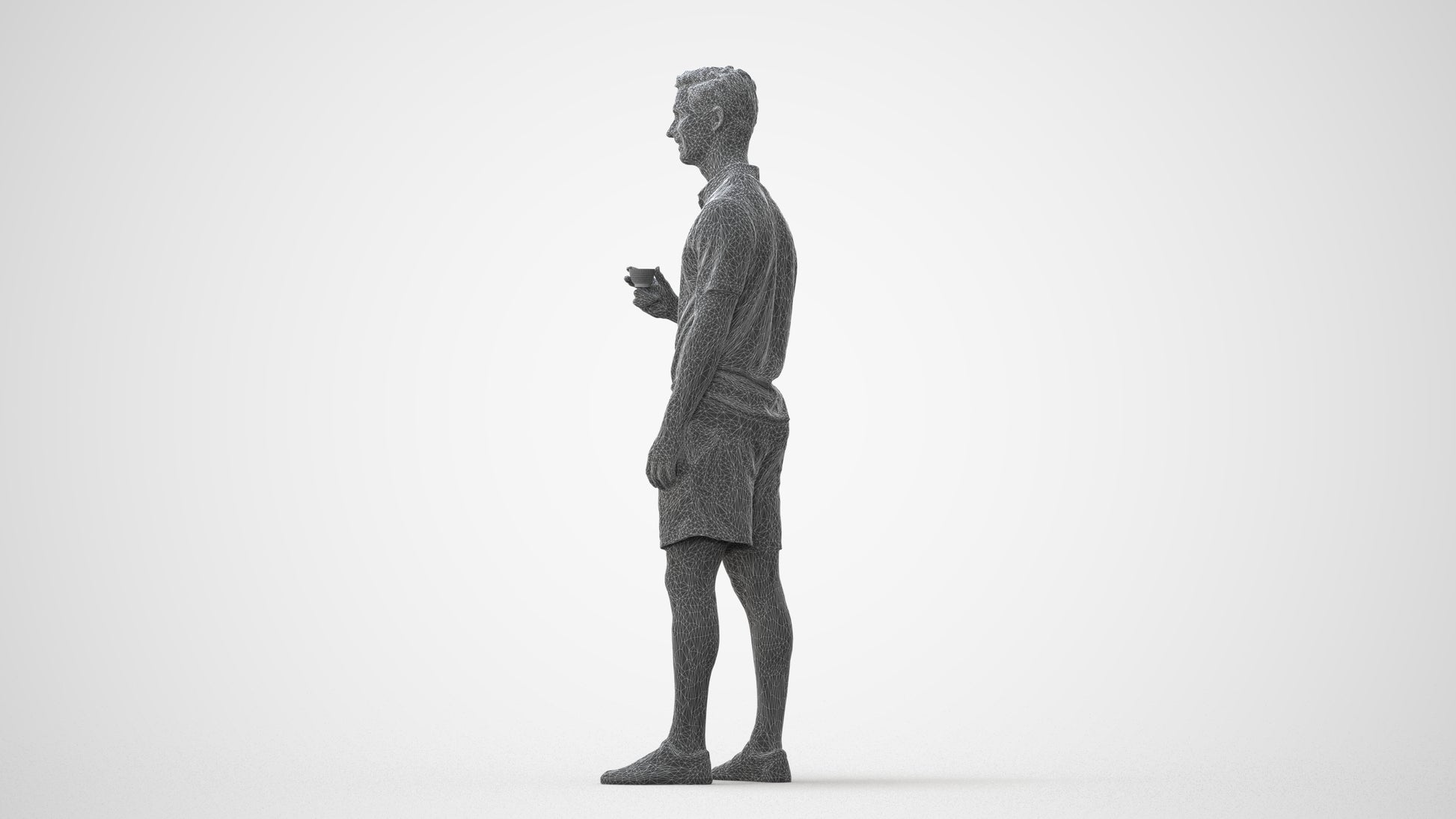 scanned 3D man casual standing, photogrammetry people for Enscape and V-Ray, square thumbnail