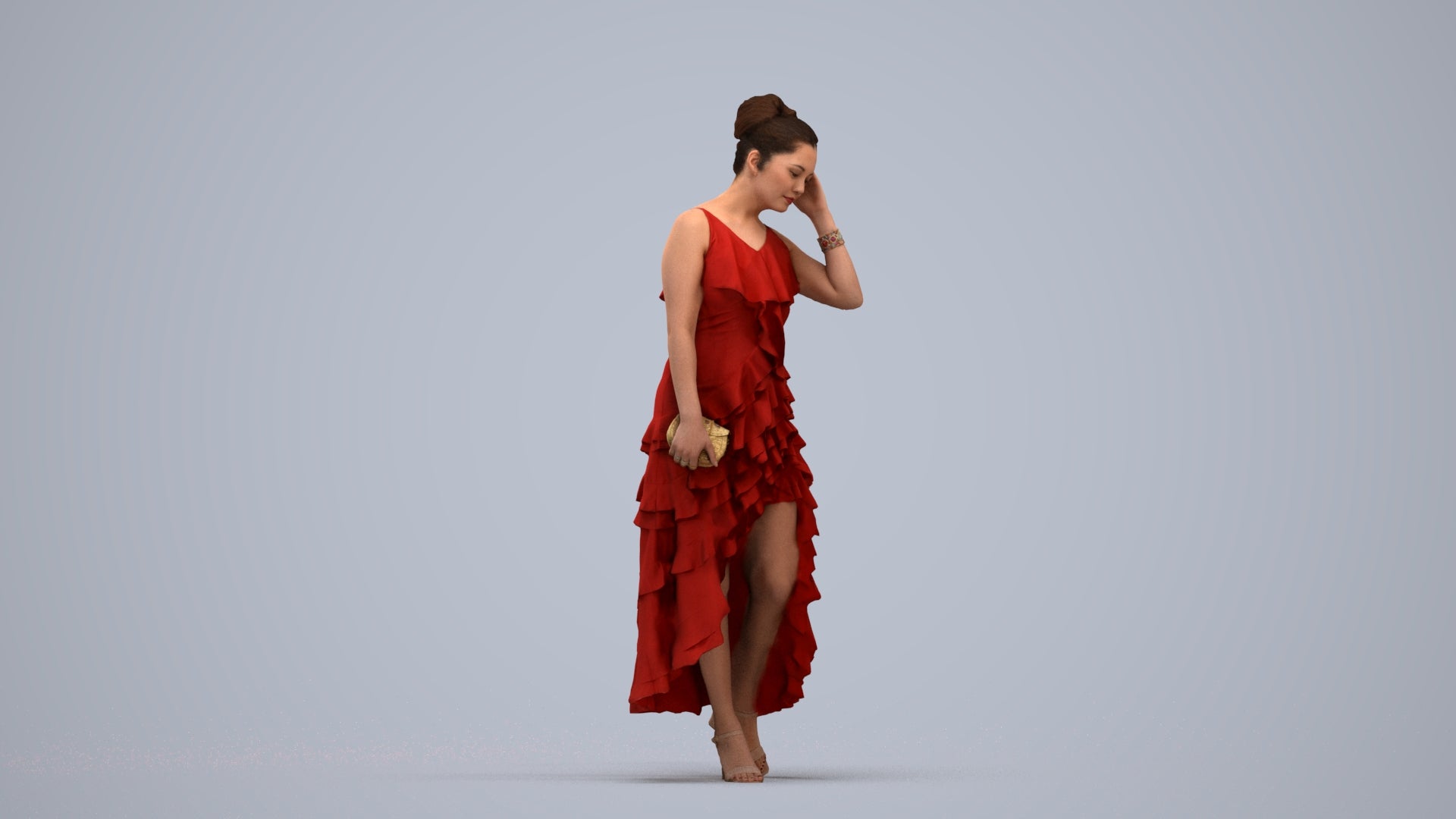 3D scanned woman formalaffairs formal, photorealistic archviz people for Enscape and SketchUp, standing pose render