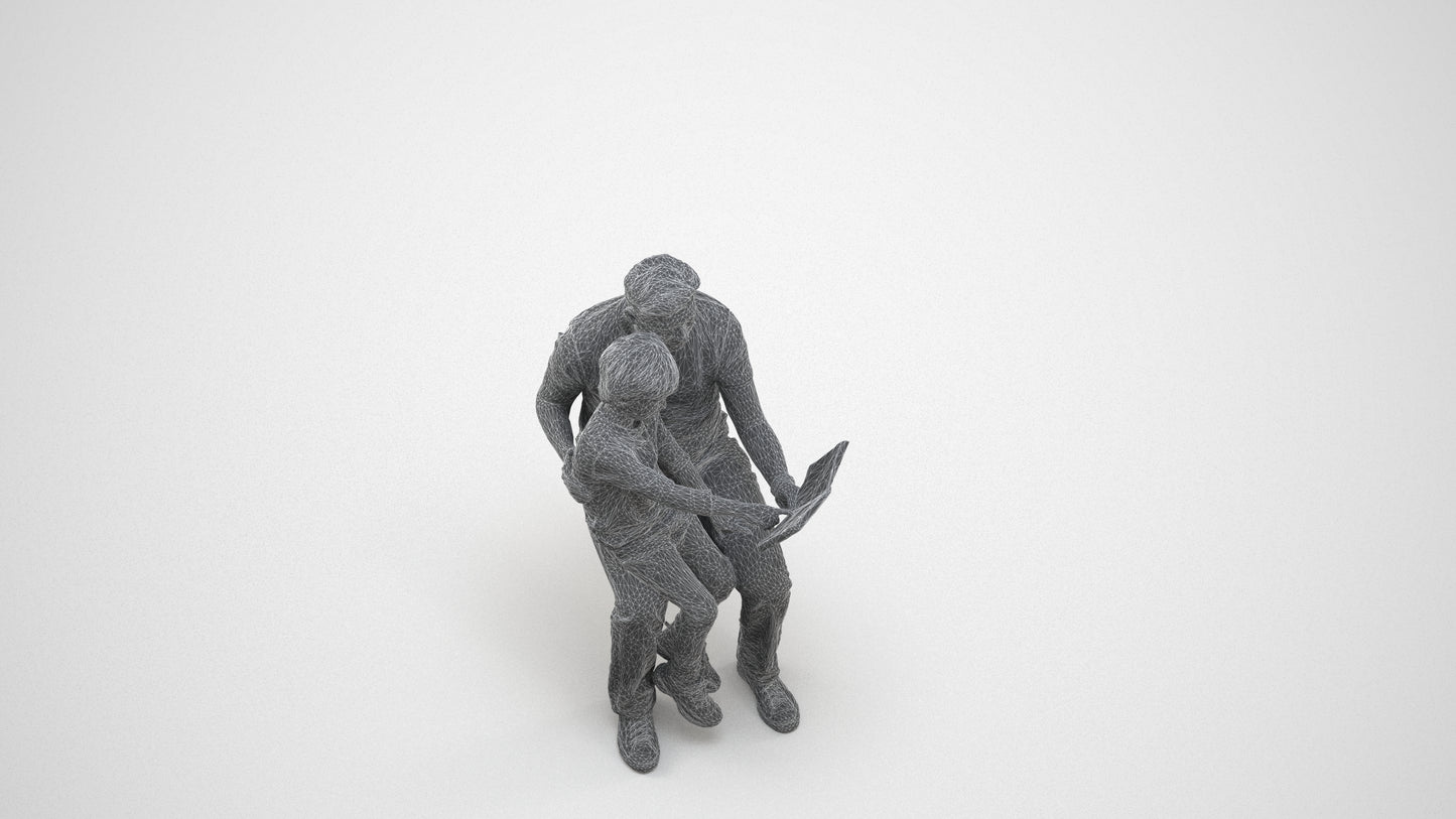 3D human model boy casual kids, photogrammetry scanned person for archviz, wireframe three-quarter view
