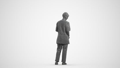3D people model senior woman medical, scanned human for 3ds Max rendering, wireframe front view