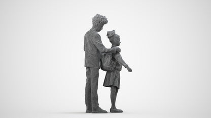 photogrammetry 3D girl kids, realistic human model archviz FBX, wireframe side view