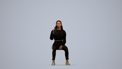 scanned 3D woman sport sitting, photogrammetry people for Enscape and V-Ray, top-down view render