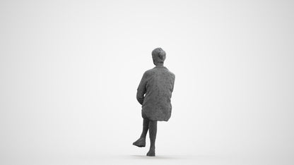 realistic 3D senior woman casual sitting, scanned archviz people for Blender and 3ds Max, wireframe front view
