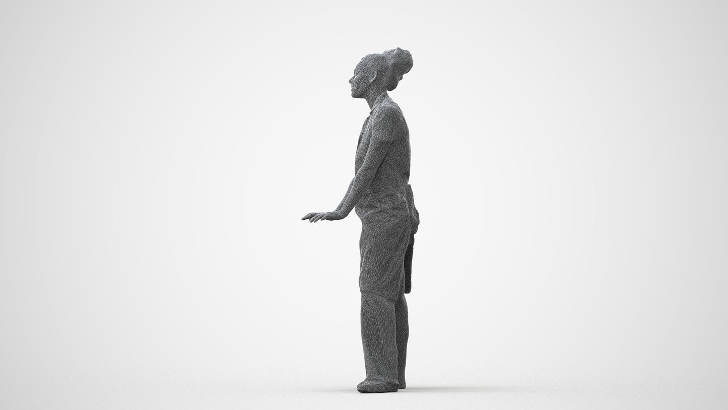 scanned 3D woman hospitality, photogrammetry people for Enscape and V-Ray, square thumbnail