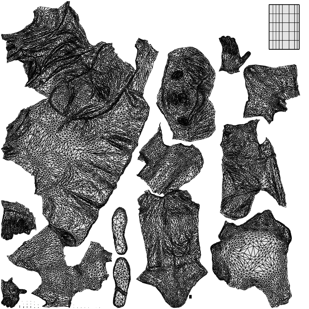 3D people model man business, scanned human for 3ds Max rendering, wireframe top-down view