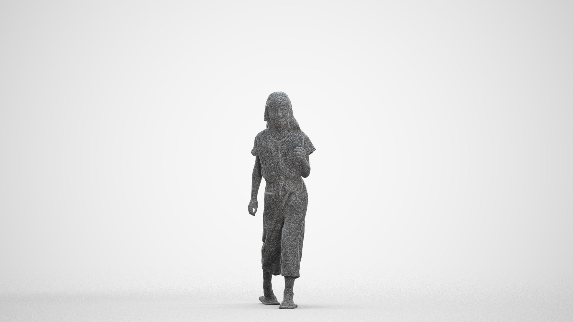 realistic 3D people girl kids, render-ready for V-Ray and Corona, FBX OBJ, three-quarter front view render