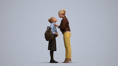 3D scanned girl kids casual, photorealistic archviz people for Enscape and SketchUp, standing pose render