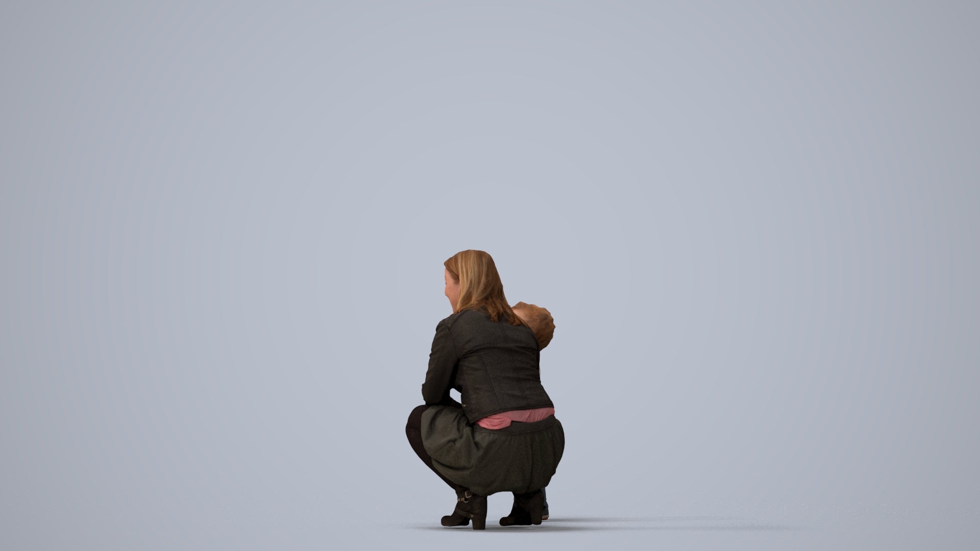 scanned 3D girl casual kids, photogrammetry people for Enscape and V-Ray, three-quarter view render