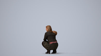scanned 3D girl casual kids, photogrammetry people for Enscape and V-Ray, three-quarter view render