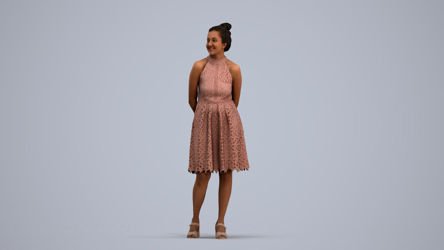 realistic 3D people woman formal standing, render-ready for V-Ray and Corona, FBX OBJ, standing pose render