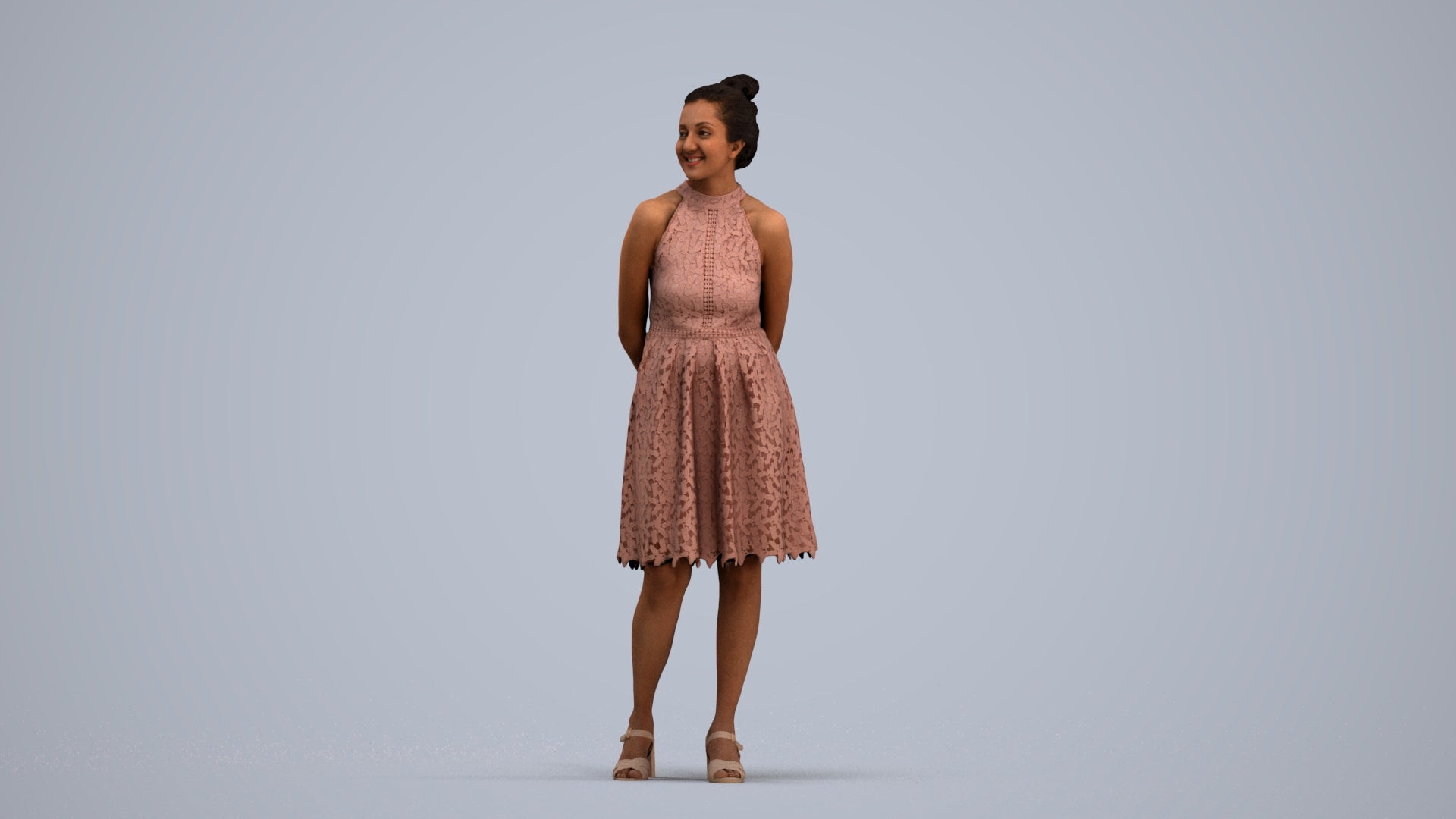 realistic 3D people woman formal standing, render-ready for V-Ray and Corona, FBX OBJ, standing pose render
