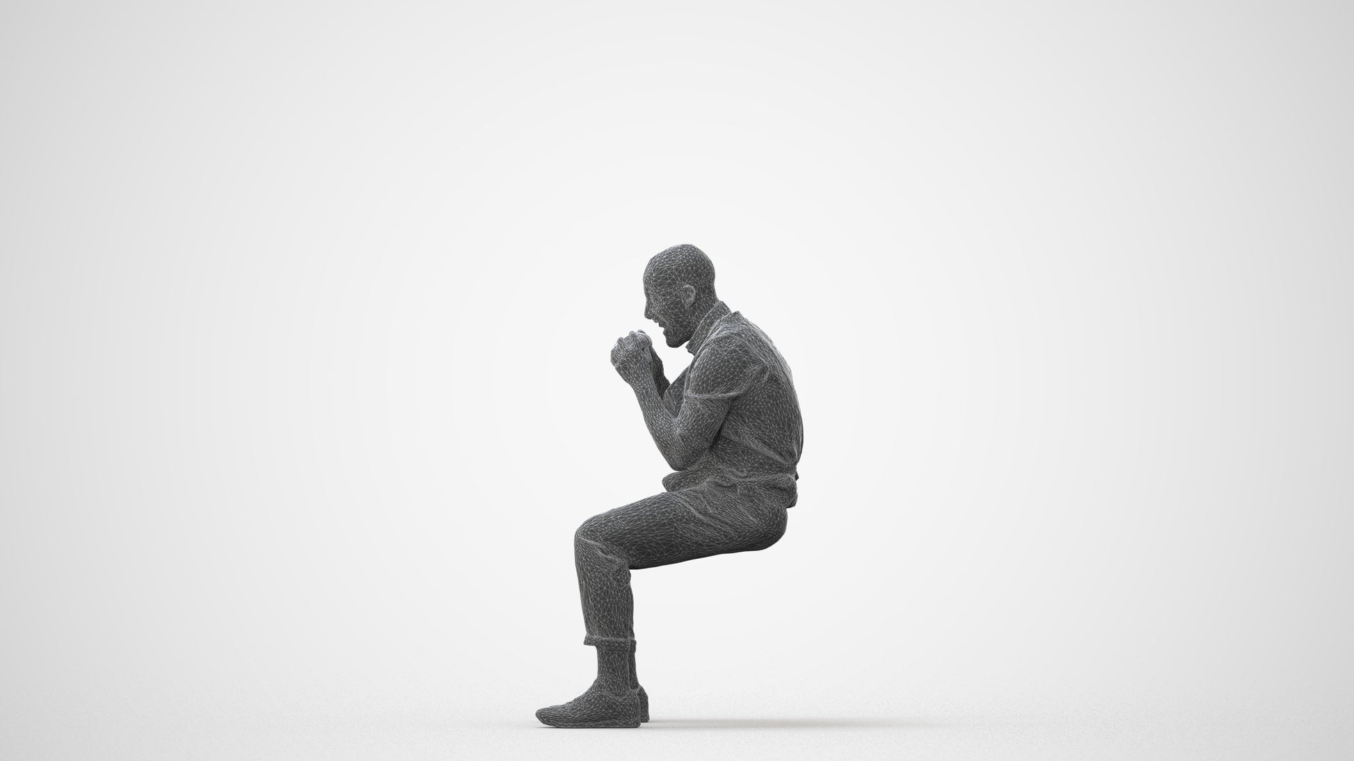 realistic 3D people man business sitting, render-ready for V-Ray and Corona, FBX OBJ, square thumbnail