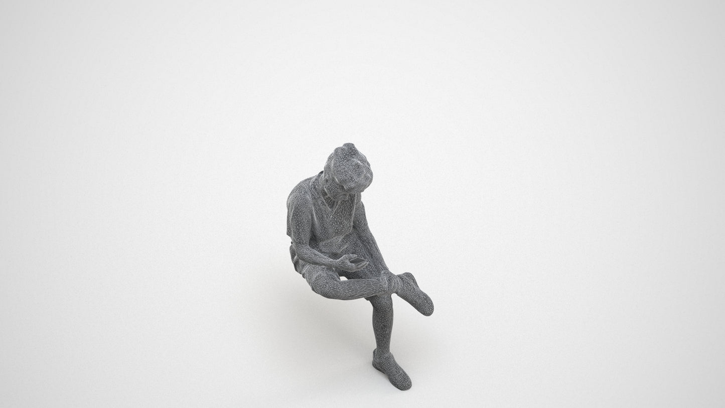 realistic 3D human boy casual kids, archviz people FBX OBJ for Blender, wireframe three-quarter view