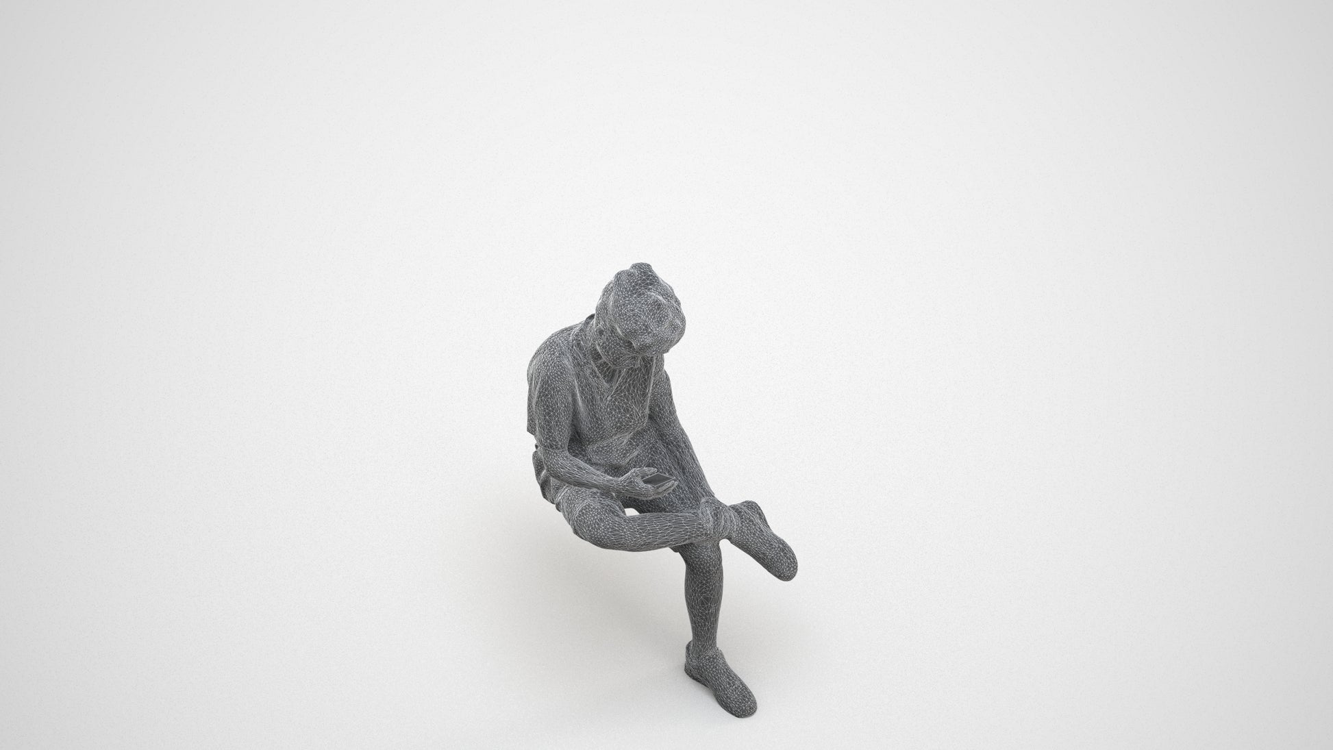 realistic 3D human boy casual kids, archviz people FBX OBJ for Blender, wireframe three-quarter view