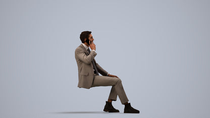 scanned 3D man business, photogrammetry people for Enscape and V-Ray, side view render