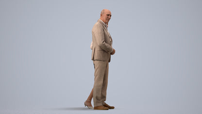 realistic 3D human senior woman business kids, archviz people FBX OBJ for Blender, side view render