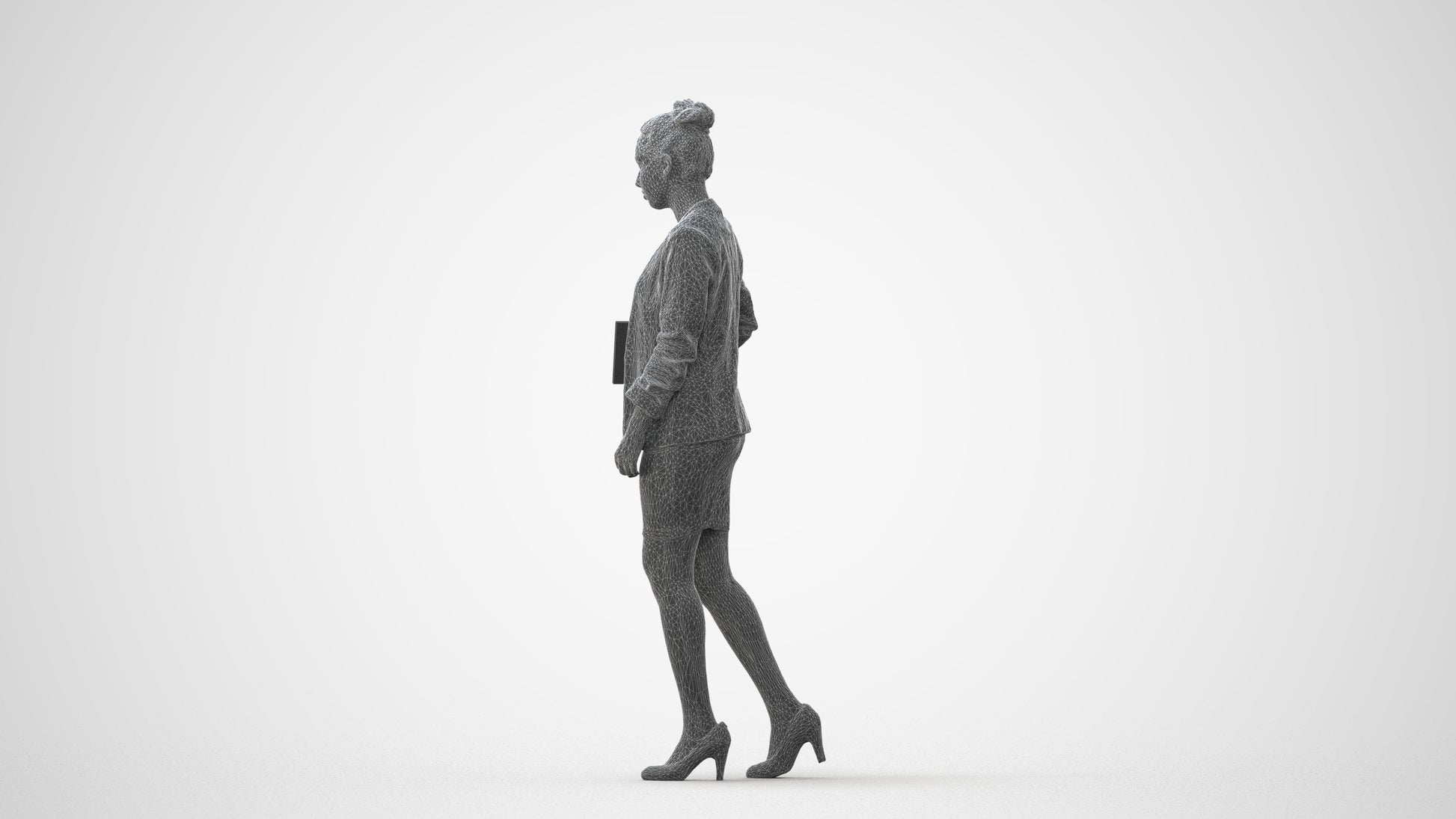 3D human model woman business, photogrammetry scanned person for archviz, square thumbnail