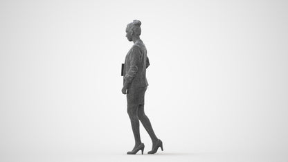 3D human model woman business, photogrammetry scanned person for archviz, square thumbnail