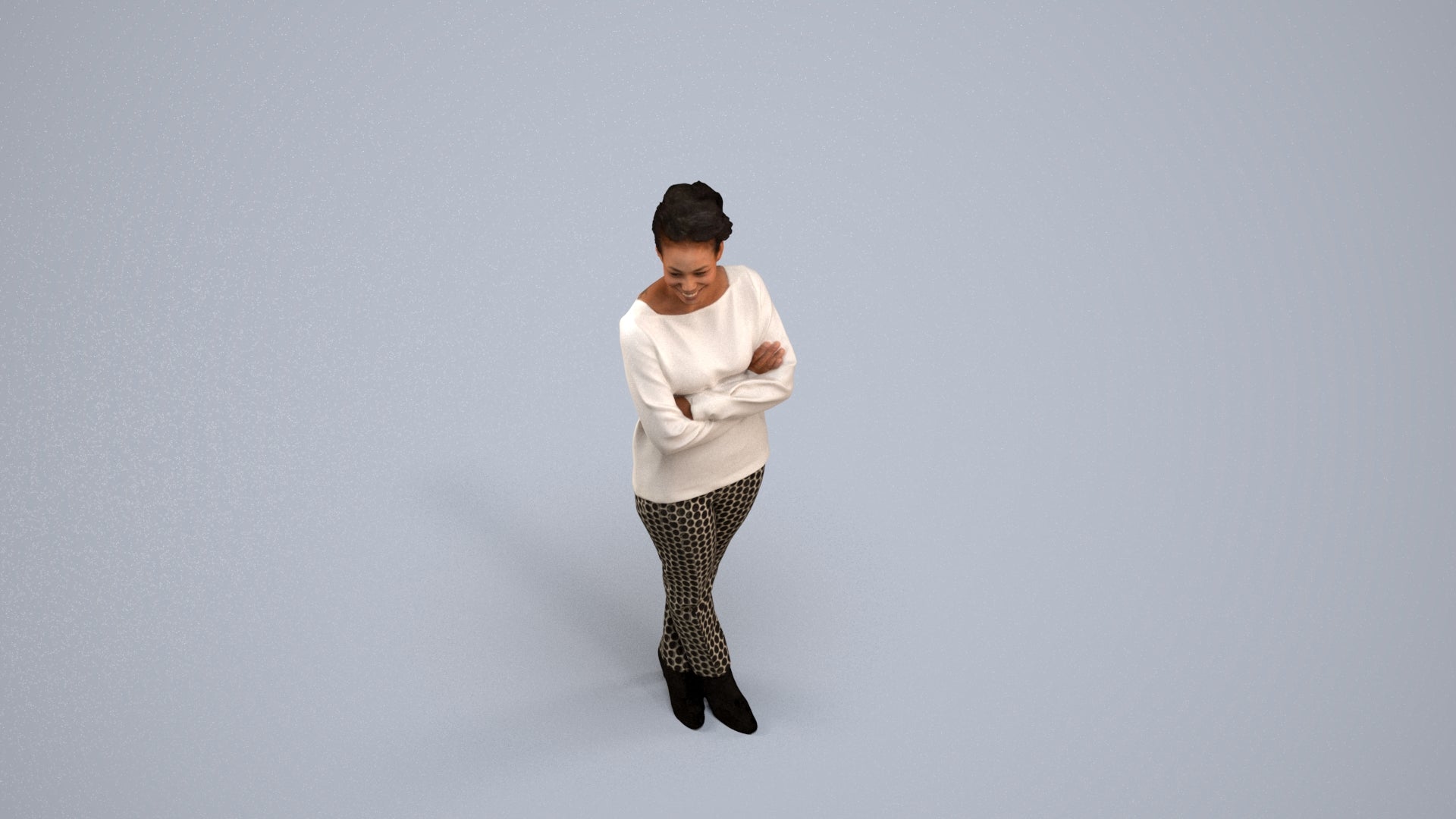 3D people model woman casual standing, scanned human for 3ds Max rendering, back view render
