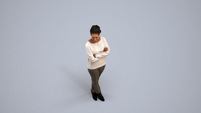 3D people model woman casual standing, scanned human for 3ds Max rendering, back view render