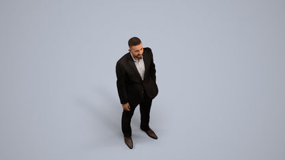 realistic 3D man business, scanned archviz people for Blender and 3ds Max, back view render