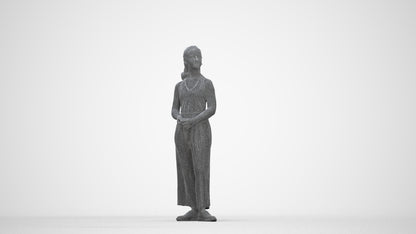 photogrammetry 3D girl casual kids, realistic human model archviz FBX, wireframe back view
