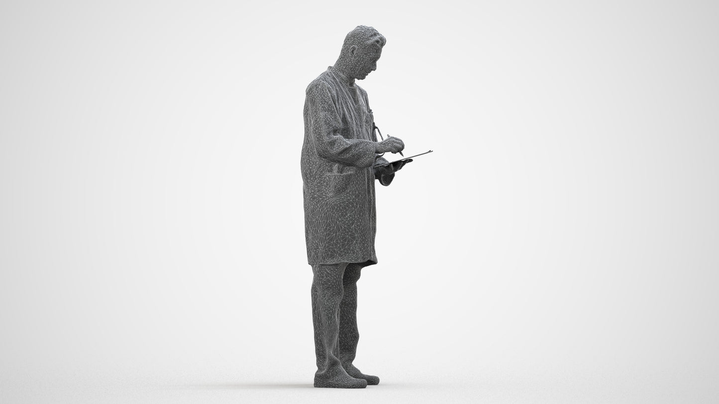 3D people model man medical, scanned human for 3ds Max rendering, wireframe side view