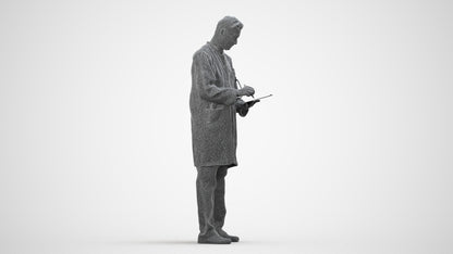 3D people model man medical, scanned human for 3ds Max rendering, wireframe side view
