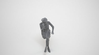 photogrammetry 3D woman casual business, realistic human model archviz FBX, wireframe three-quarter view