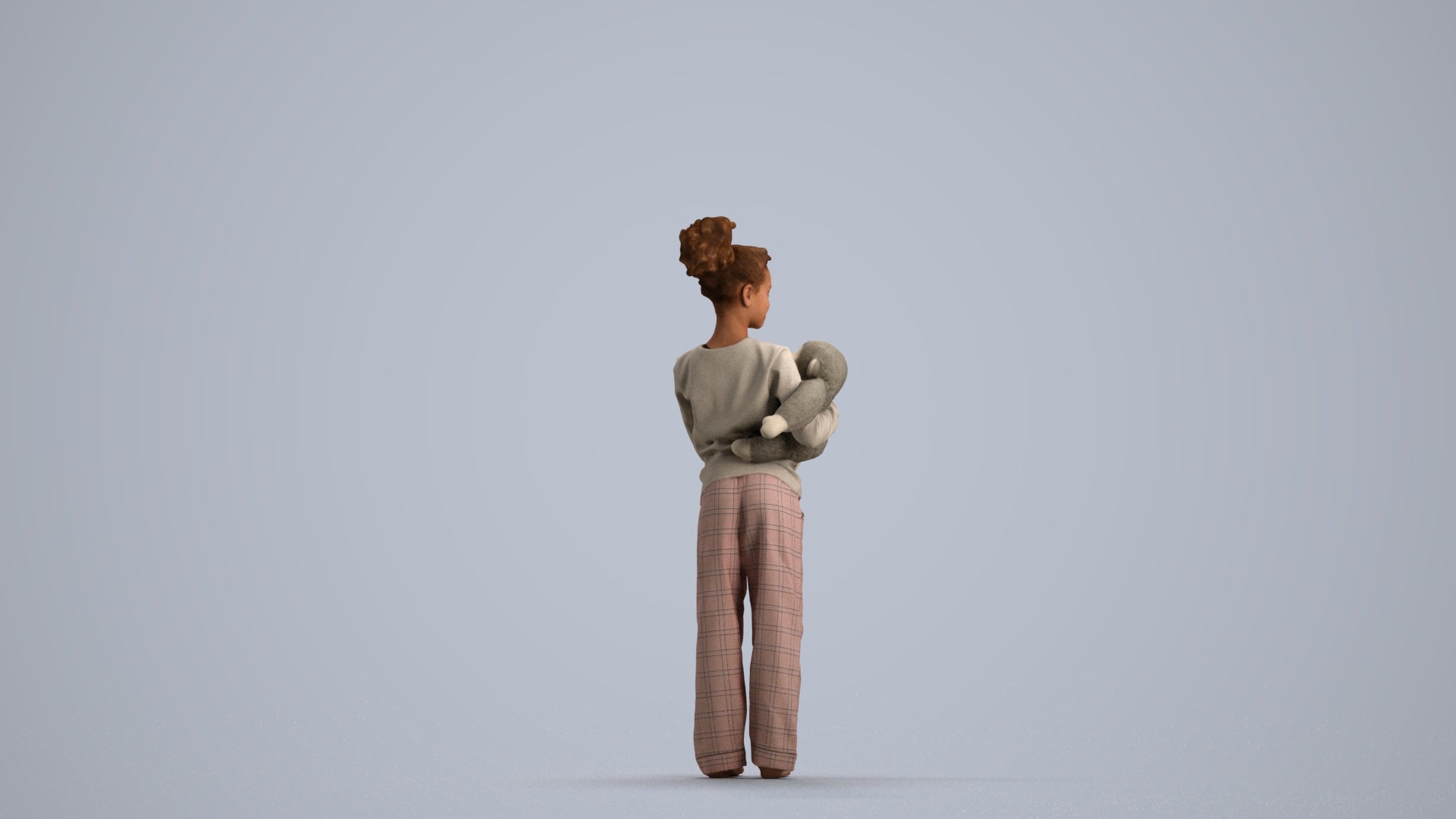 3D people model girl casual kids, scanned human for 3ds Max rendering, front view render
