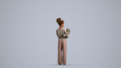 3D people model girl casual kids, scanned human for 3ds Max rendering, front view render
