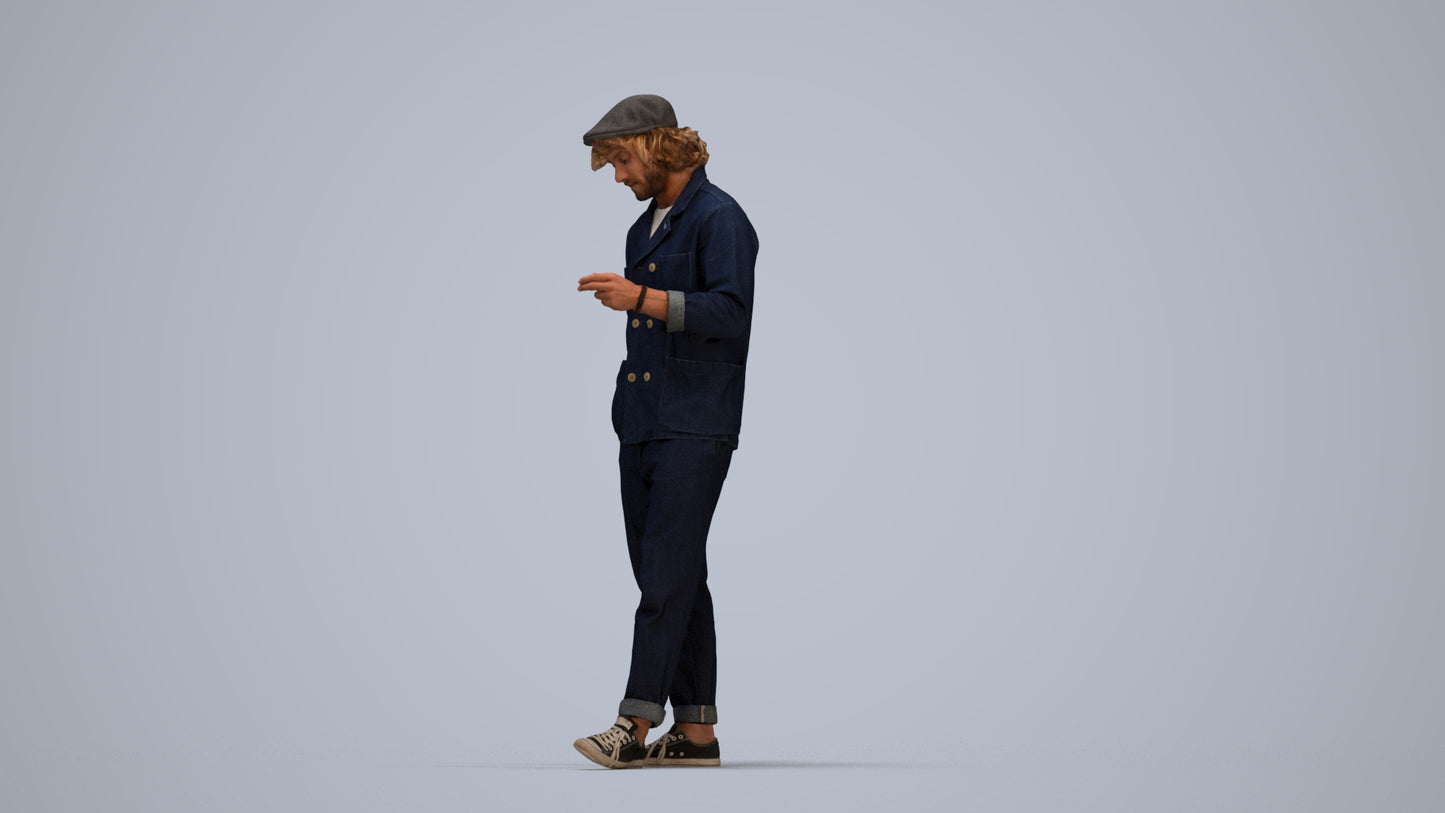 realistic 3D human man casual standing, archviz people FBX OBJ for Blender, top-down view render