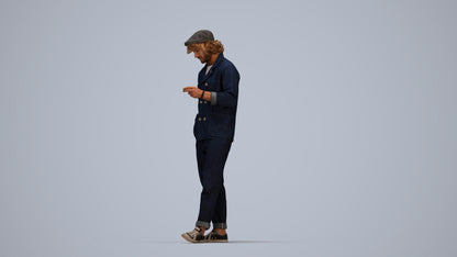 realistic 3D human man casual standing, archviz people FBX OBJ for Blender, top-down view render