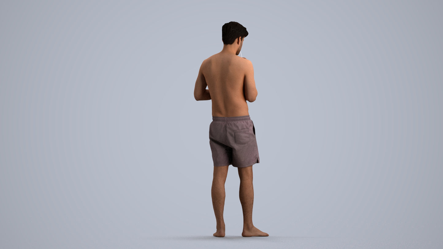 realistic 3D man sport pool, scanned archviz people for Blender and 3ds Max, front view render