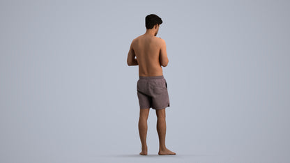 realistic 3D man sport pool, scanned archviz people for Blender and 3ds Max, front view render