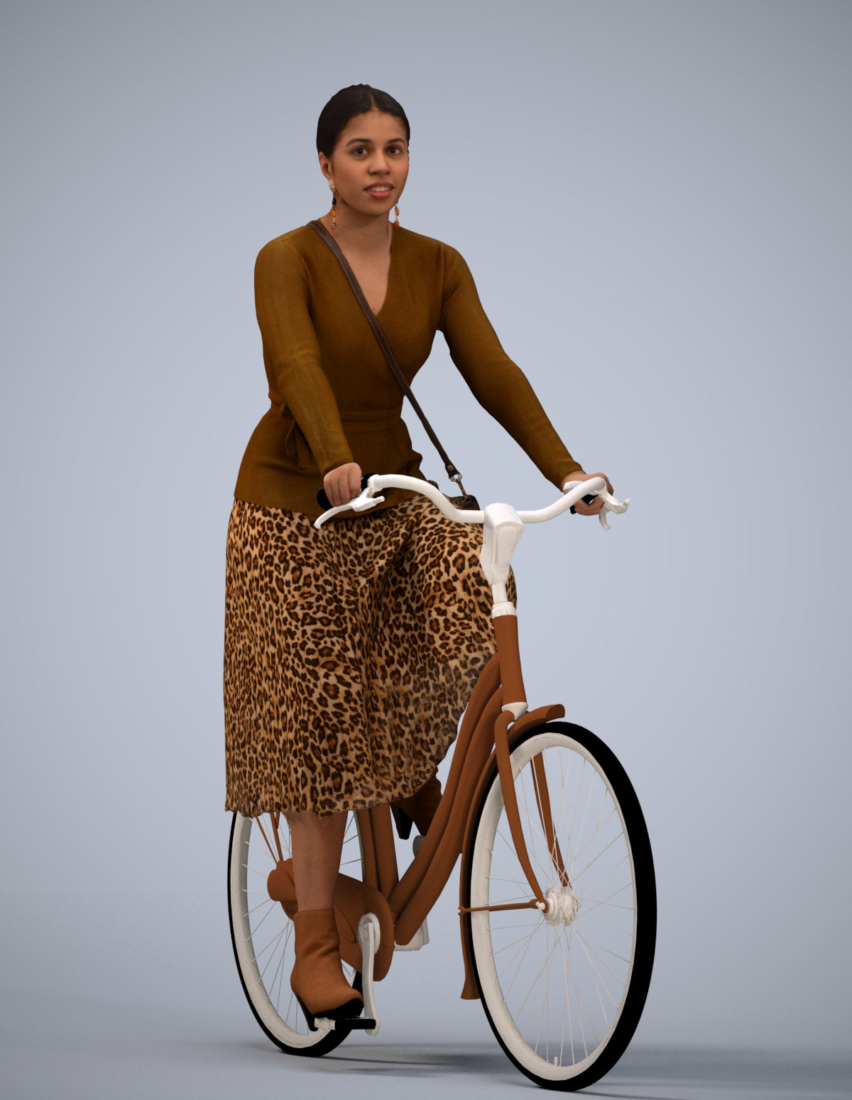 photogrammetry 3D woman casual cycling, realistic human model archviz FBX