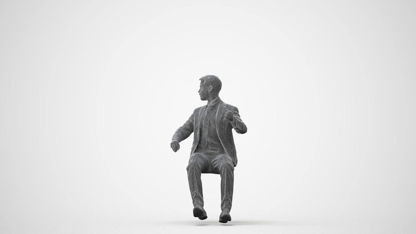 3D people model man business driving, scanned human for 3ds Max rendering, square thumbnail